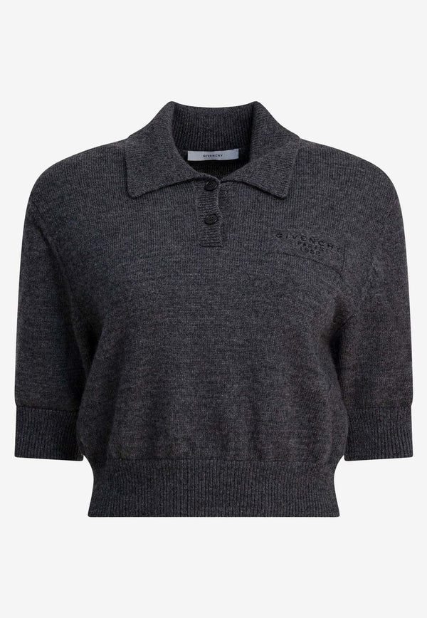 Givenchy Wool Knit Cropped Polo Shirt Gray BWL0094ZSM033_a4157eb3-6ffc-4630-95b7-ade7a23724a7