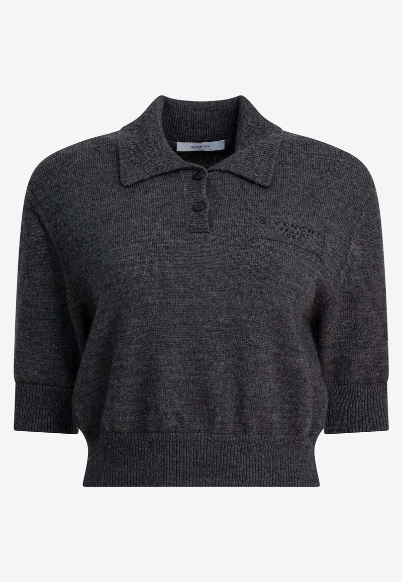 Givenchy Wool Knit Cropped Polo Shirt Gray BWL0094ZSM033_a4157eb3-6ffc-4630-95b7-ade7a23724a7