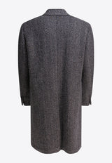 Golden Goose DB Single-Breasted Wool Herringbone Coat Gray GMP00986P00061681173_82167