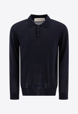Golden Goose DB Wool Knit Long-Sleeved Polo T-shirt Blue GMP01353P00104150501_83003