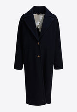 Golden Goose DB Single-Breasted Wool Blend Coat Blue GWP00566P00050250486_82170