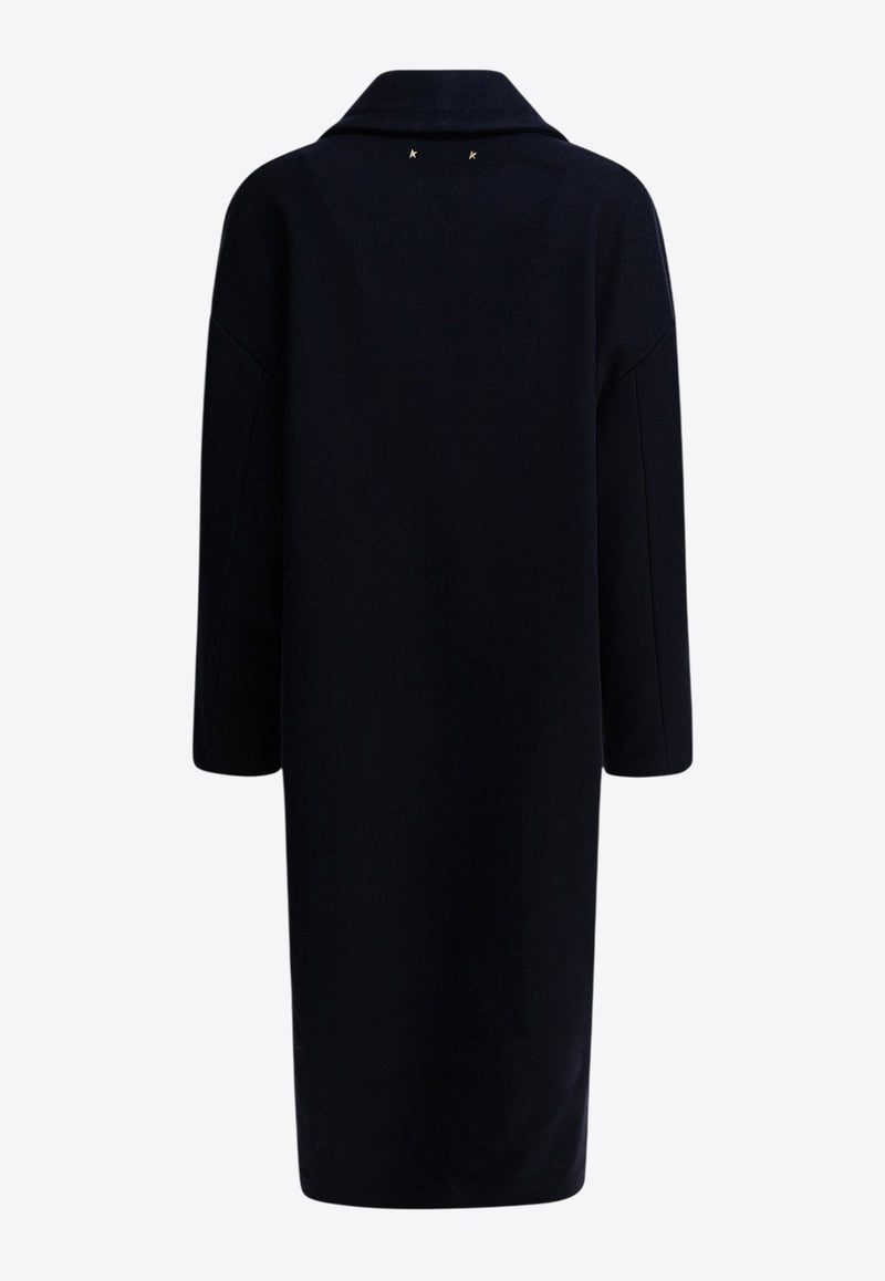 Golden Goose DB Single-Breasted Wool Blend Coat Blue GWP00566P00050250486_82170