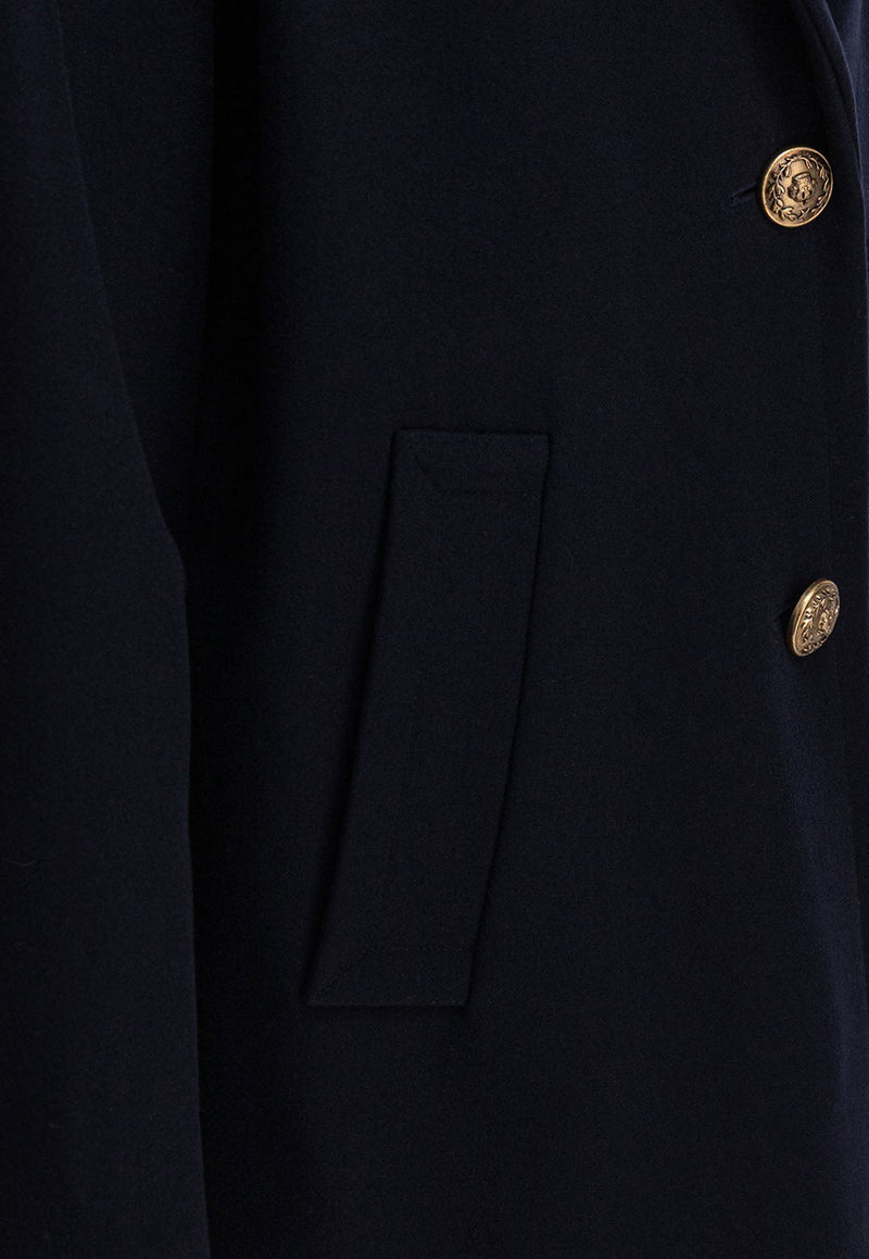 Golden Goose DB Single-Breasted Wool Blend Coat Blue GWP00566P00050250486_82170