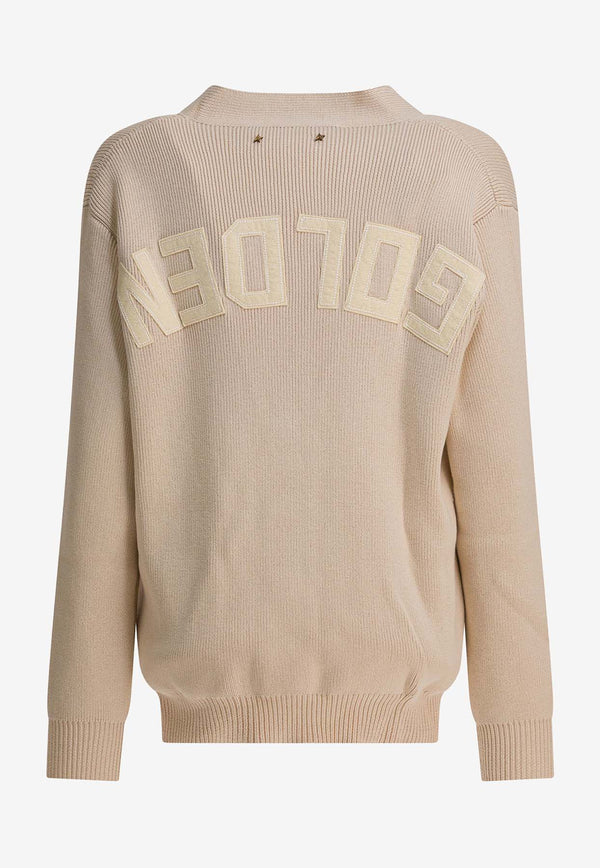 Golden Goose DB GOLDEN Patch Ribbed Cardigan Beige GWP00950P00197255550_12382267-4d01-4f11-8e59-306ad2b45aac