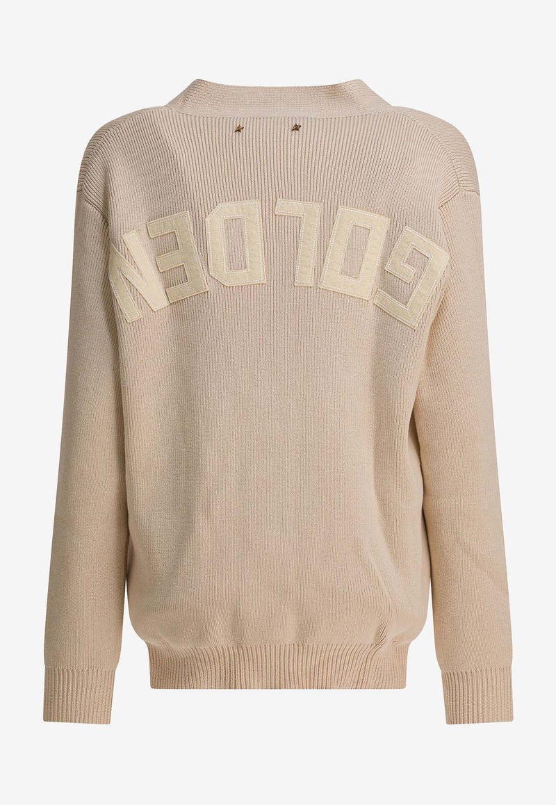 Golden Goose DB GOLDEN Patch Ribbed Cardigan Beige GWP00950P00197255550_12382267-4d01-4f11-8e59-306ad2b45aac