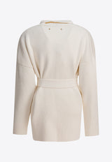 Golden Goose DB Floral Embroidered Belted Cardigan White GWP01409P00217310715_82916