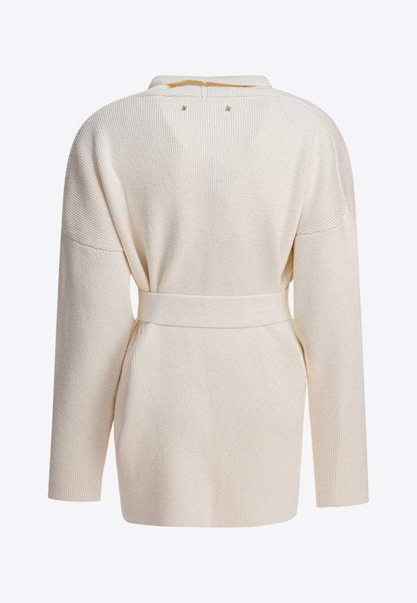 Golden Goose DB Floral Embroidered Belted Cardigan White GWP01409P00217310715_82916