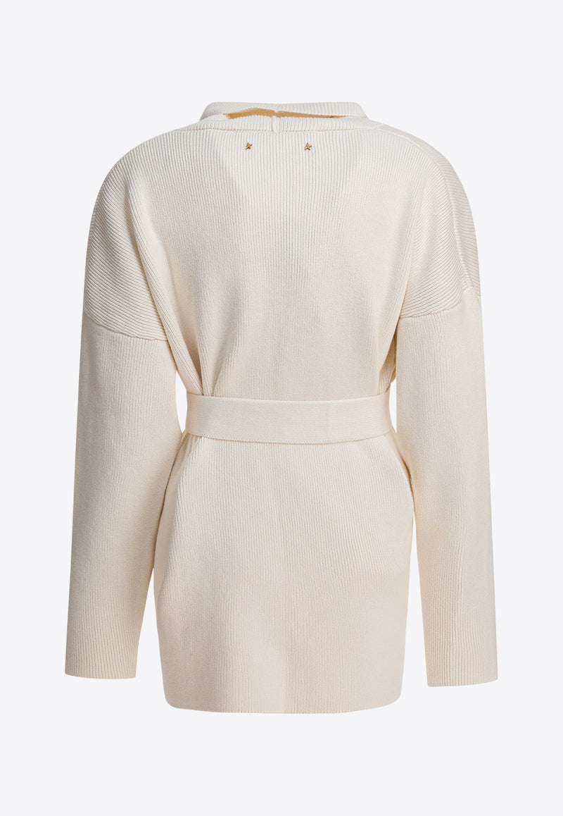 Golden Goose DB Floral Embroidered Belted Cardigan White GWP01409P00217310715_82916