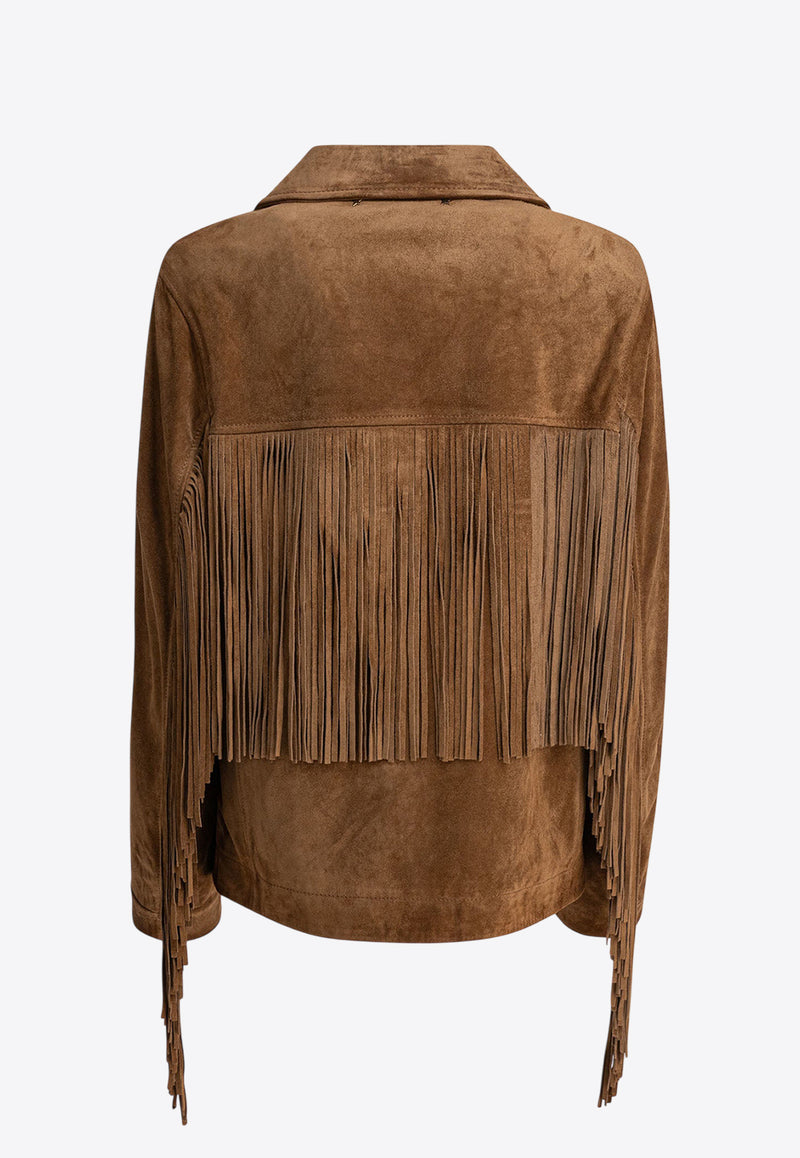 Golden Goose DB Suede Jacket with Fringes Brown GWP02368P00216055678_82097