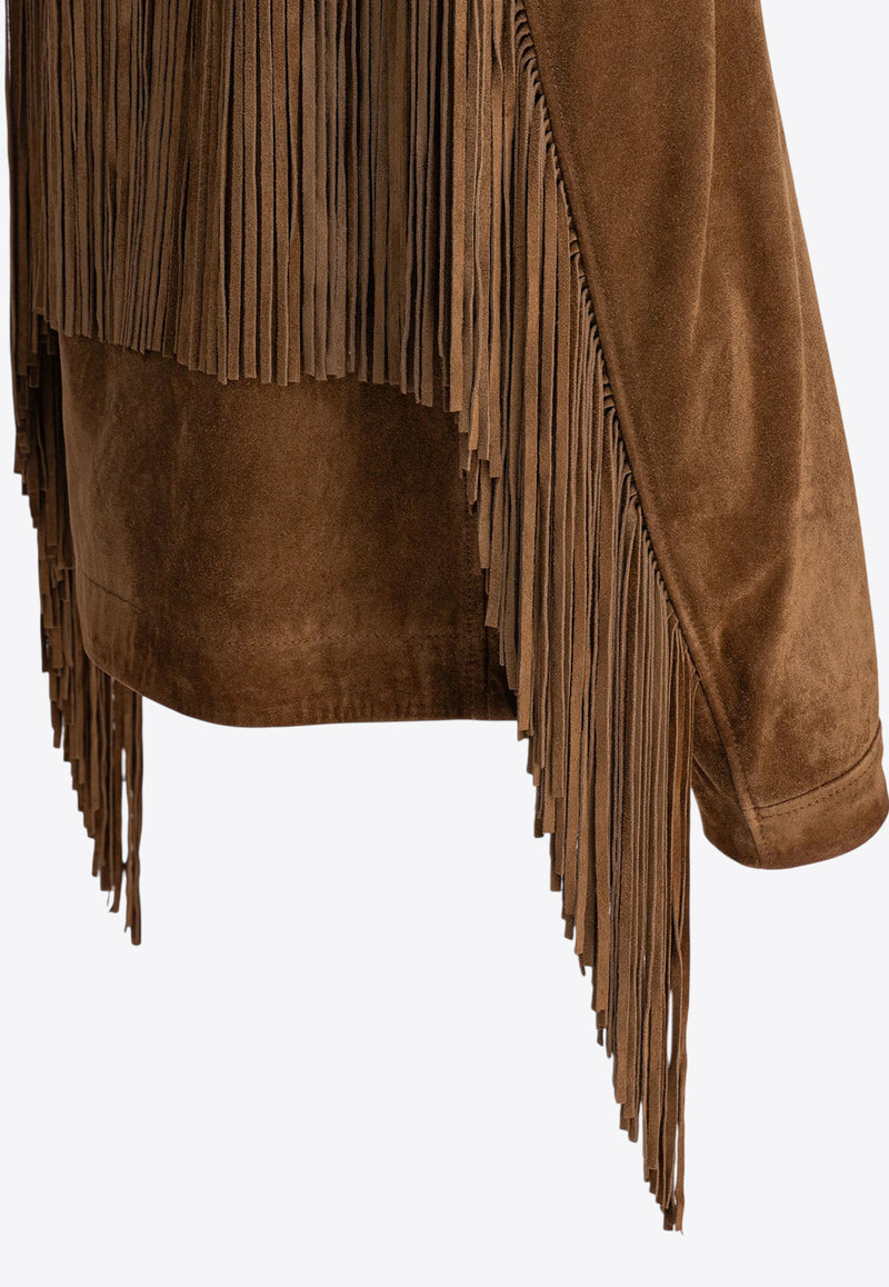 Golden Goose DB Suede Jacket with Fringes Brown GWP02368P00216055678_82097