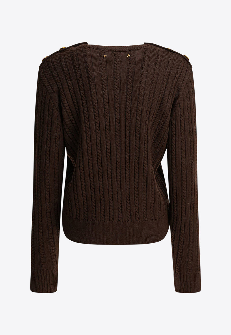Golden Goose DB Cable-Knit Wool Blend Sweater Brown GWP02467P00211090108_82155