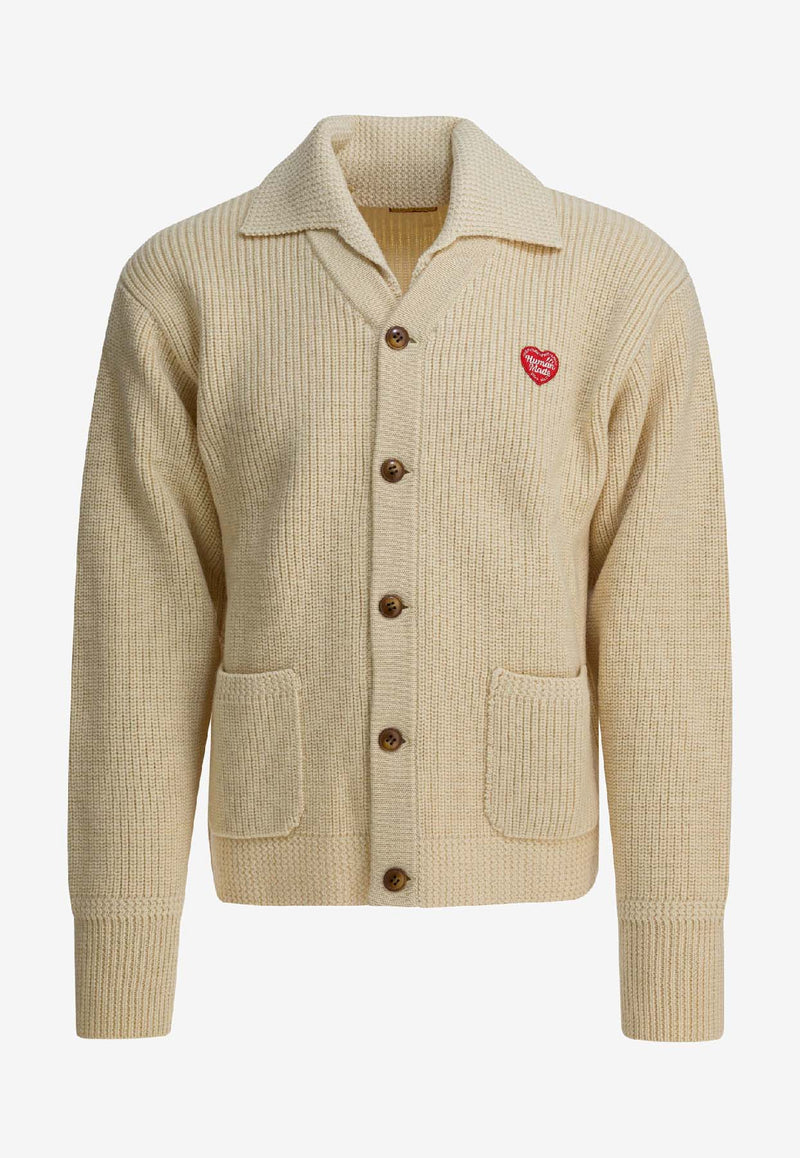 Human Made Heart Patch Wool Cardigan Beige HM30CS004WHITE_046794cb-70ff-438b-b145-4b8cf3b41cb7