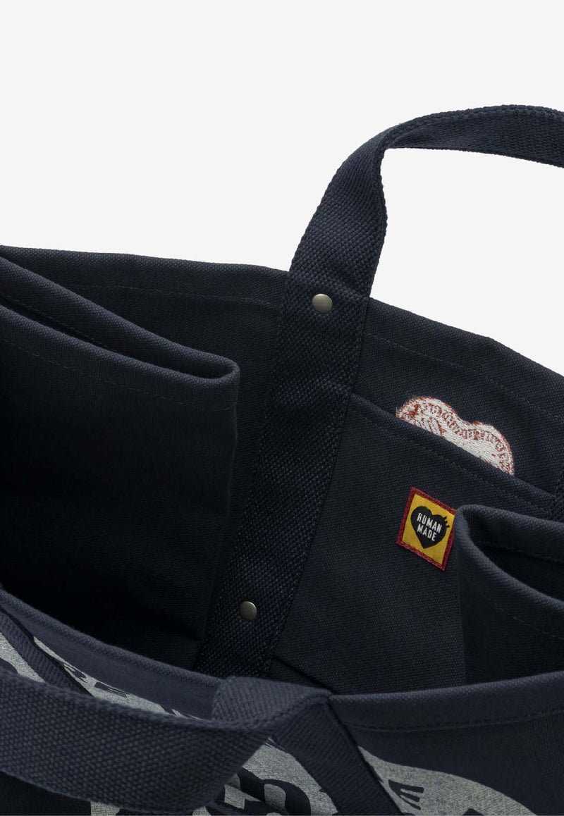 Human Made Logo Canvas Top Handle Bag Navy HM30GD062NAVY_e8850363-7684-4851-a9a6-5ed828a579a0