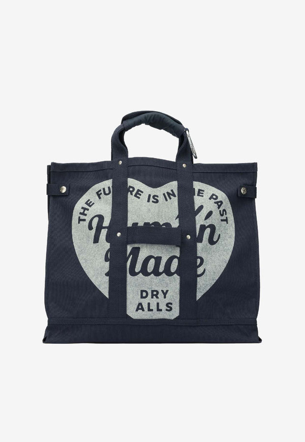 Human Made Logo Canvas Top Handle Bag Navy HM30GD062NAVY_e8850363-7684-4851-a9a6-5ed828a579a0