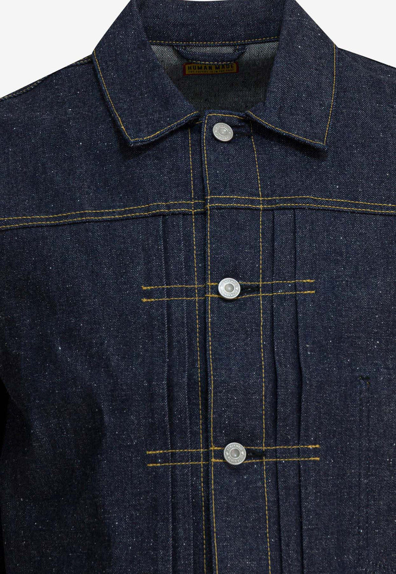 Human Made Denim Overshirt Jacket with Contrast-Stitching Blue HM30JK001INDIGO_e12fb0a3-ba80-47db-8476-558ca089e6b0
