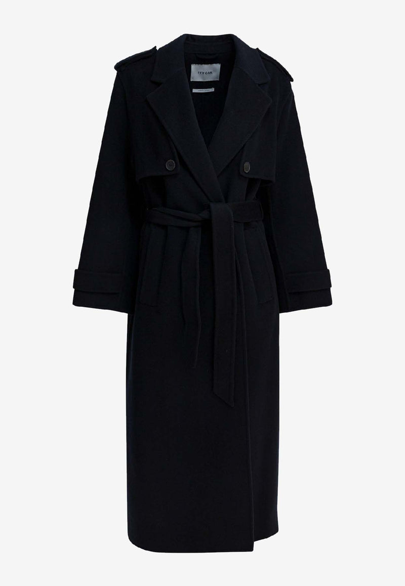 Ivy Oak Colette Ann Double-Breasted Wool Trench Coat Blue IO111143COLETTE ANNBL900_82f9edc6-6247-4109-9fe0-6d6dfe3be1ed