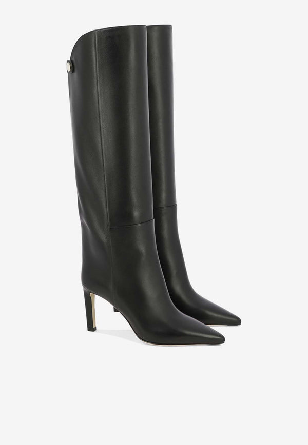 Jimmy Choo Alizze 85 Knee-High Leather Boots Black ALIZZE KB 85SQMBLACK_93ceb153-414a-4acb-b88d-415aaf4df436