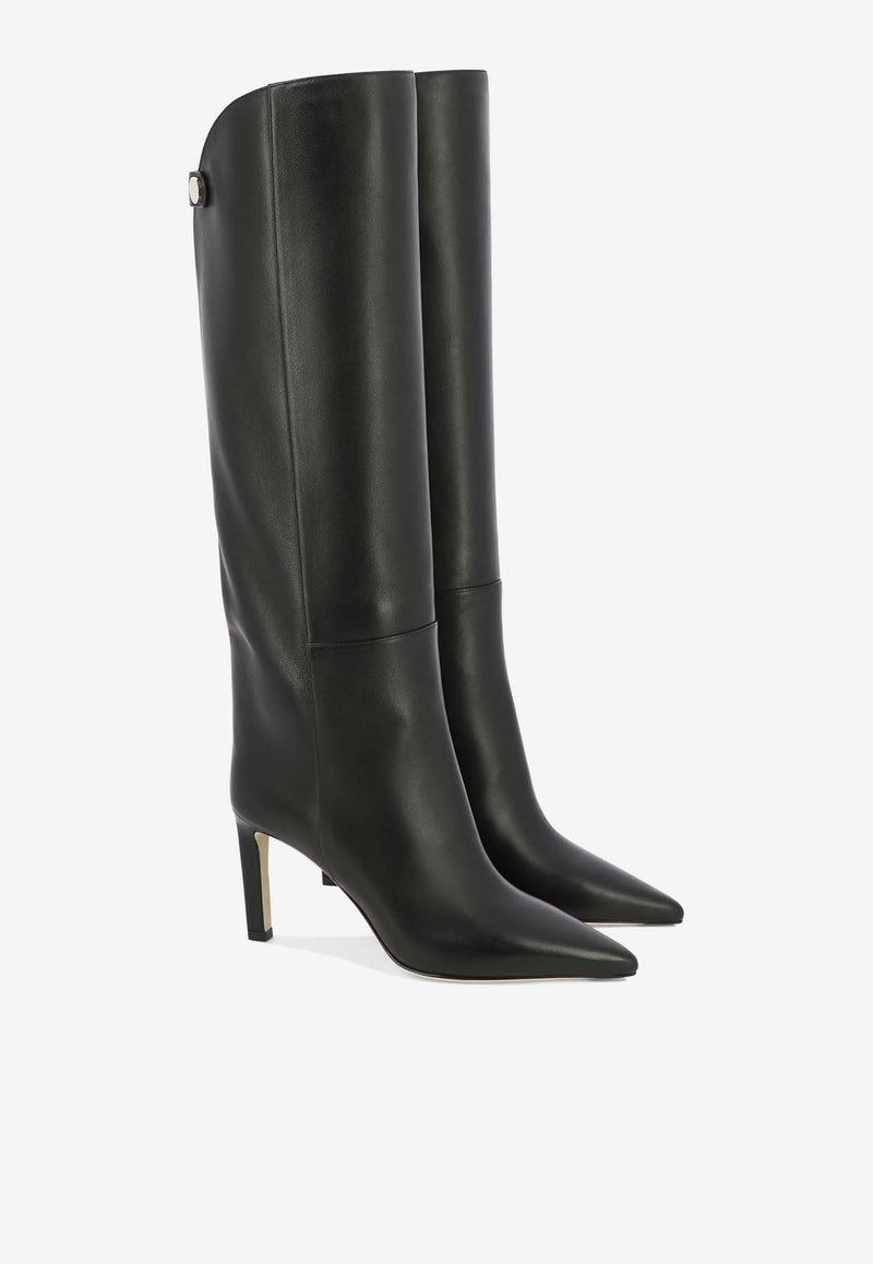 Jimmy Choo Alizze 85 Knee-High Leather Boots Black ALIZZE KB 85SQMBLACK_93ceb153-414a-4acb-b88d-415aaf4df436