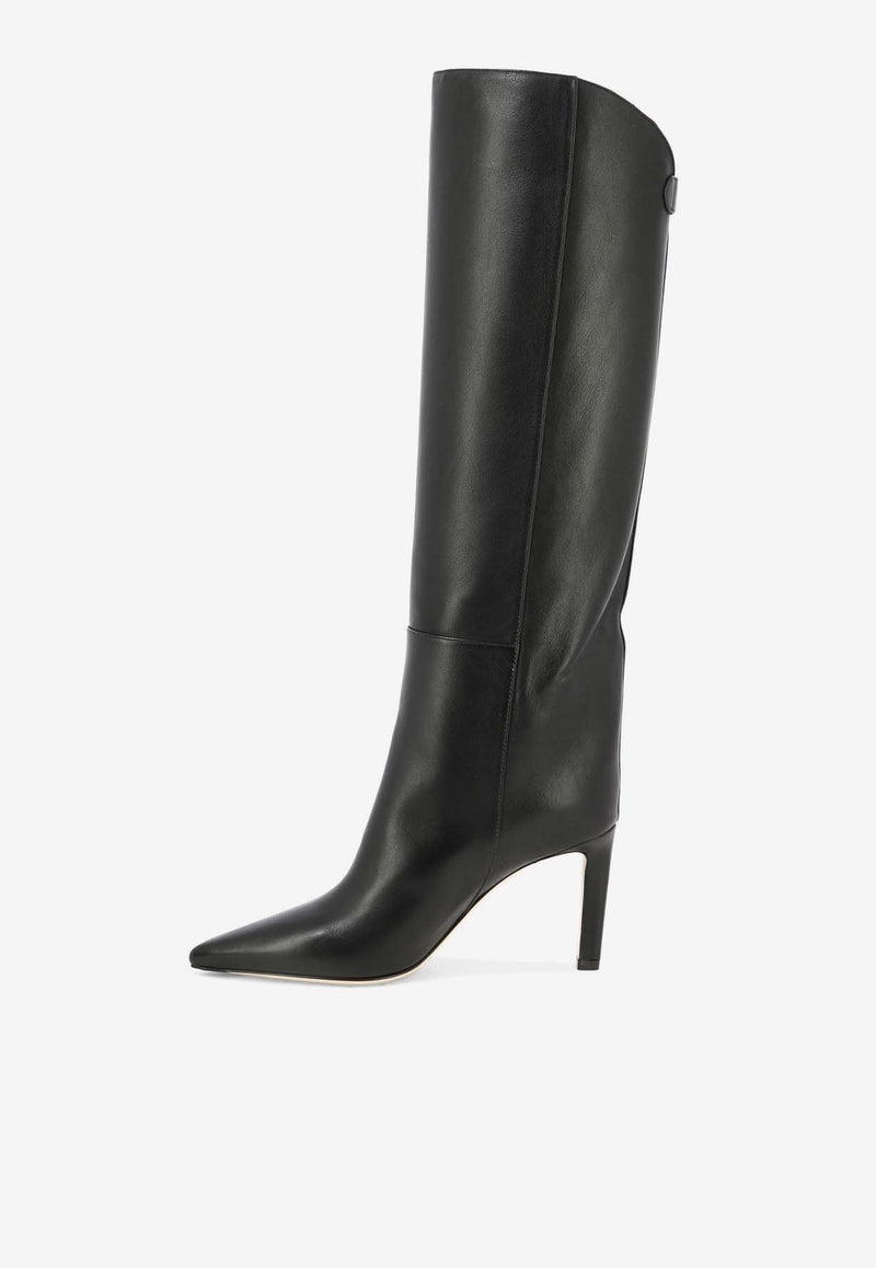 Jimmy Choo Alizze 85 Knee-High Leather Boots Black ALIZZE KB 85SQMBLACK_93ceb153-414a-4acb-b88d-415aaf4df436