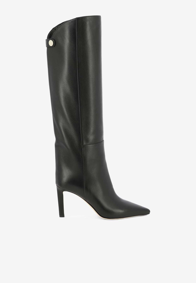 Jimmy Choo Alizze 85 Knee-High Leather Boots Black ALIZZE KB 85SQMBLACK_93ceb153-414a-4acb-b88d-415aaf4df436