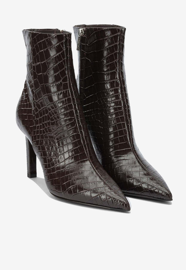 Jimmy Choo Frankie 85 Croc-Embossed Leather Ankle Boots Brown FRANKIE AB 85CCLCHOCOLATE_9137c2d8-c007-43cd-94a9-e53755d57605