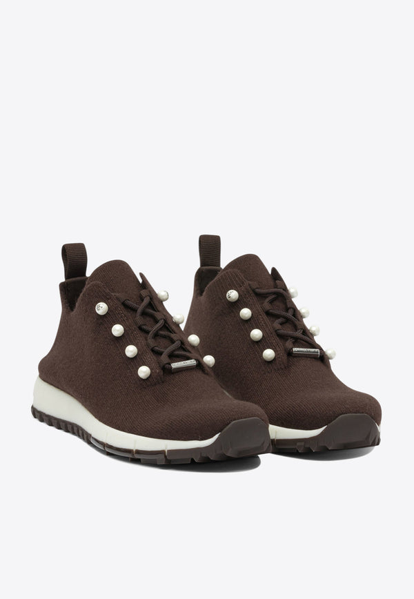Jimmy Choo Veles Low-Top Knit Sneakers Brown VELESPZGX CHOCOLATE_82628