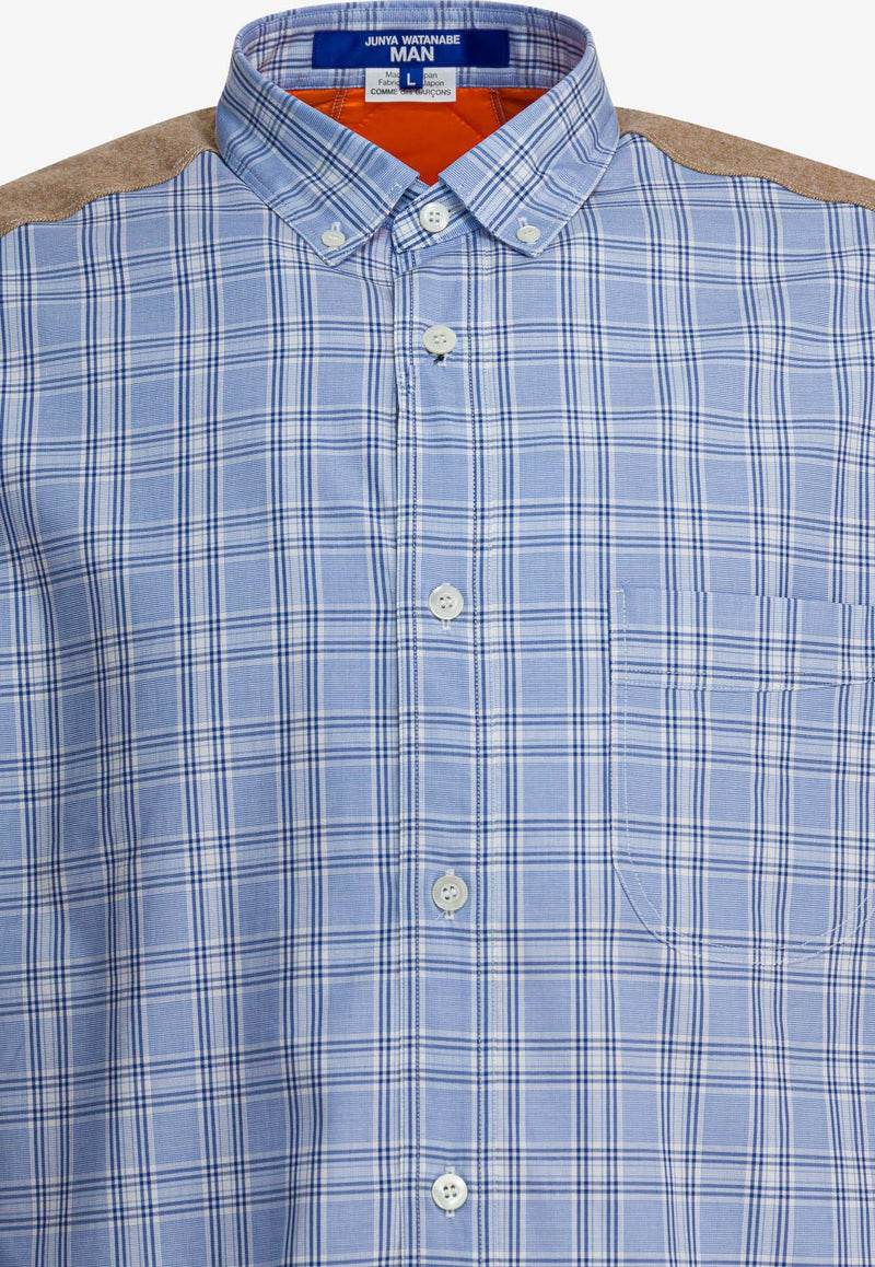 Junya Watanabe Checked Buttoned Shirt WP-B012-W251 SAX/NV/WH X OR_5318f876-ff22-429f-9281-ae056bb4c886