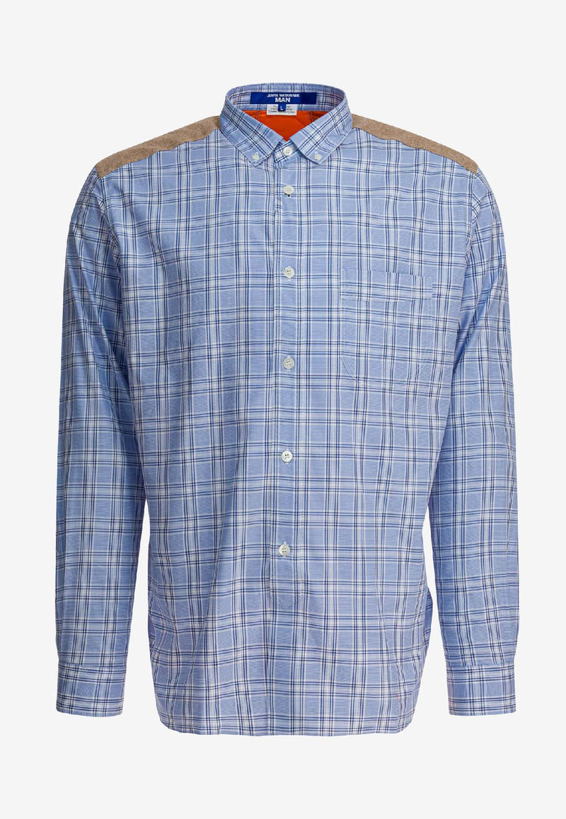 Junya Watanabe Checked Buttoned Shirt WP-B012-W251 SAX/NV/WH X OR_5318f876-ff22-429f-9281-ae056bb4c886