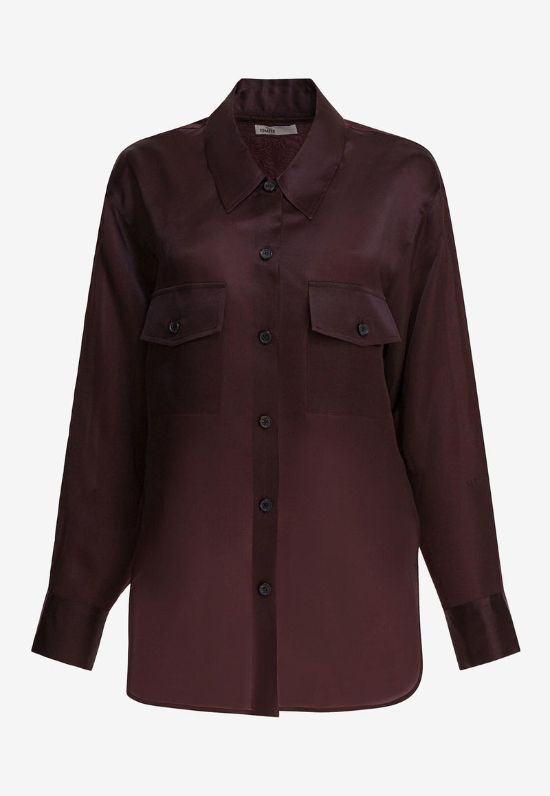 Khaite Matteo Silk Organza Long-Sleeved Shirt Wine 24043002599_9fd84f61-1f1f-43c4-ab9b-6c8f83f34bc7