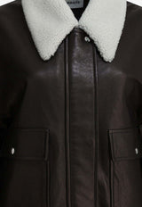 Khaite Shellar Leather Jacket  Brown