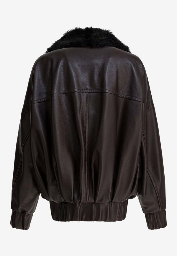 Khaite Daemon Leather Zip-Up Jacket Brown 6209937737_78823967-59ea-4079-b253-593d7efaa97c