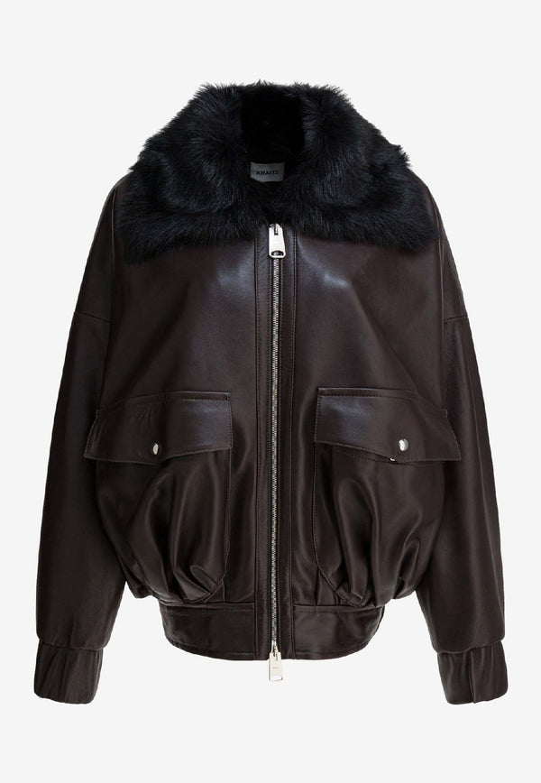 Khaite Daemon Leather Zip-Up Jacket Brown 6209937737_78823967-59ea-4079-b253-593d7efaa97c