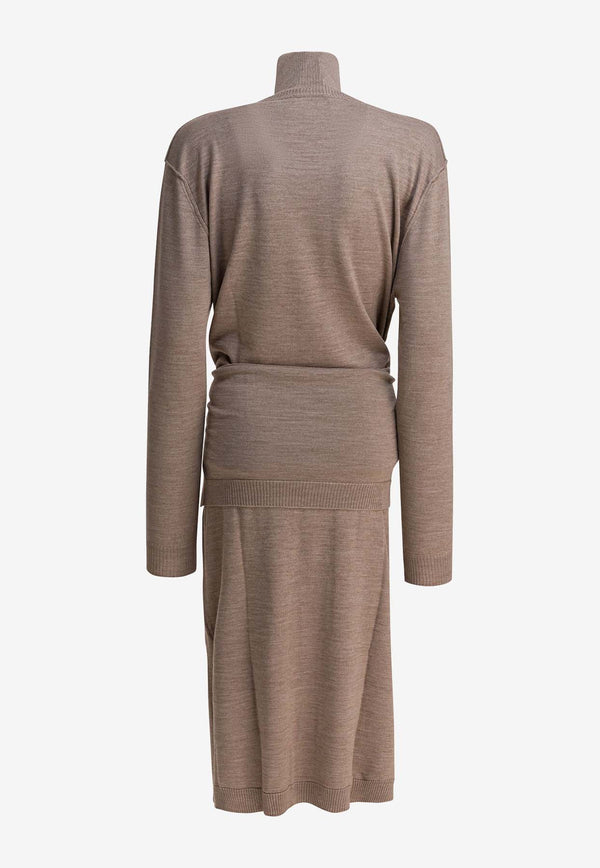Lemaire Trompe L'oeil Midi Dress Taupe DR1082LK087BR446_243d4bdf-81e4-4243-9673-8635e78194ba