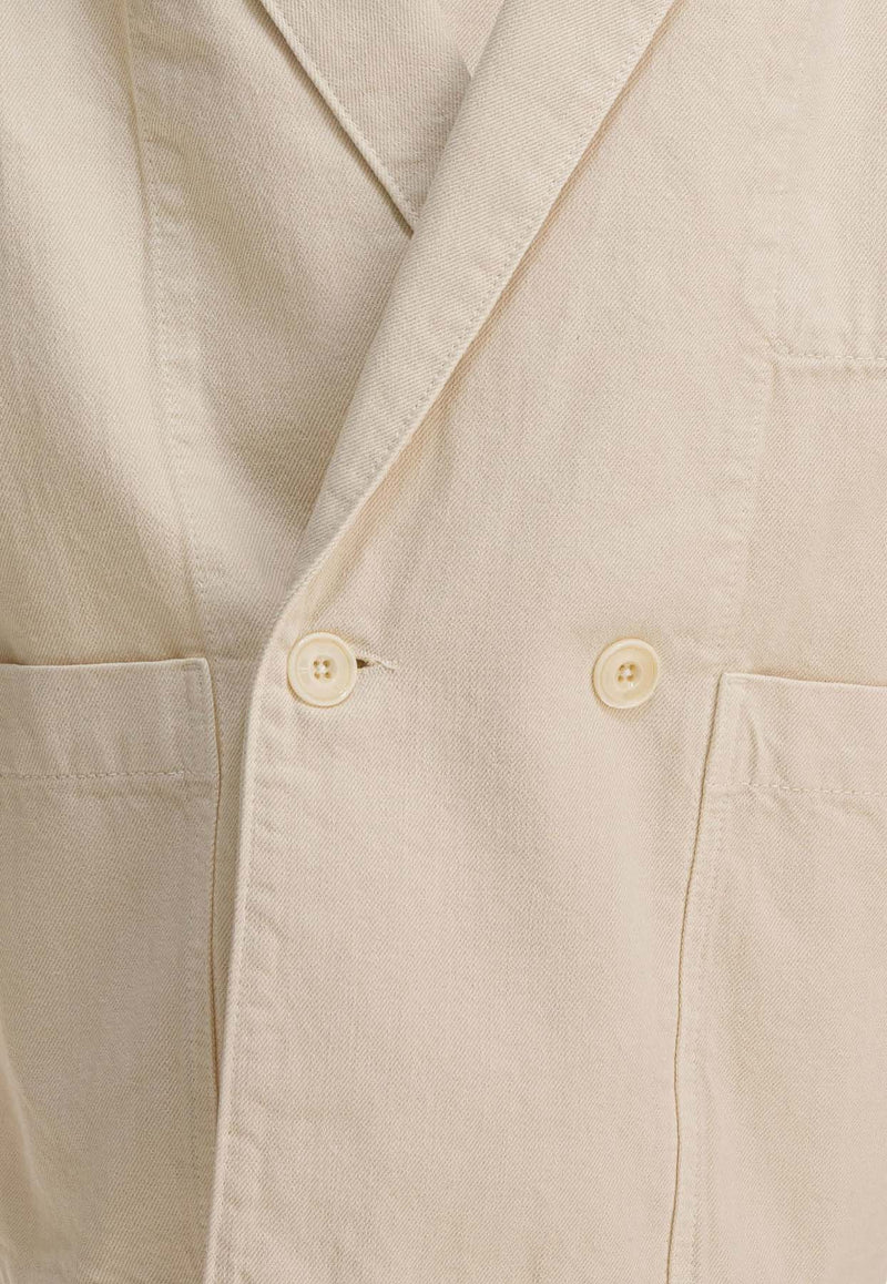 Lemaire Double-Breasted Denim Blazer Beige JA1062LD1065WH027_52366614-4390-4995-9d32-58c0982f60fa
