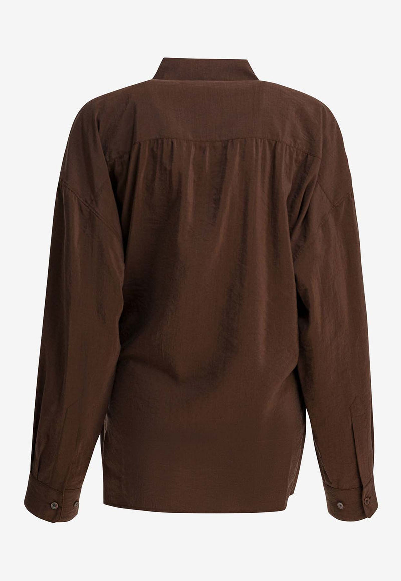 Lemaire Twisted Silk Long-Sleeved Shirt Brown SH1141LF1308BR402_9b049251-53f4-48e6-a916-86171d498c27