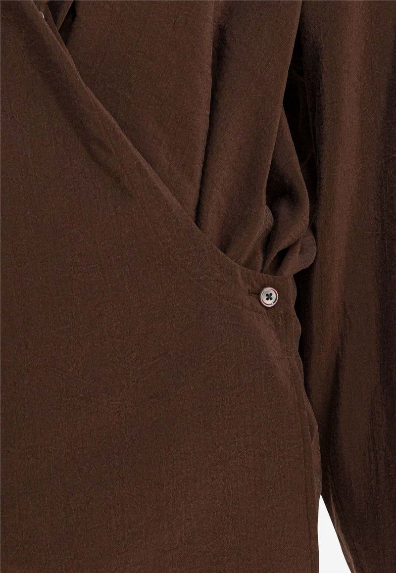 Lemaire Twisted Silk Long-Sleeved Shirt Brown SH1141LF1308BR402_9b049251-53f4-48e6-a916-86171d498c27
