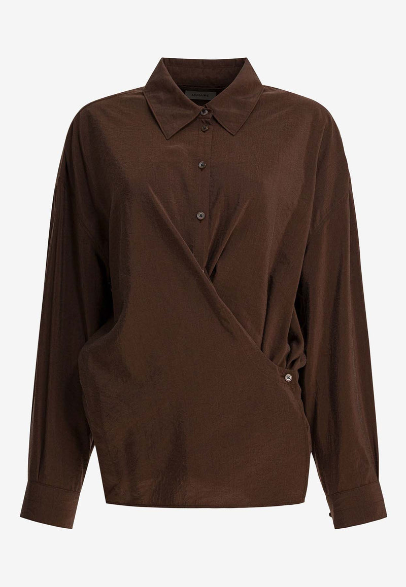 Lemaire Twisted Silk Long-Sleeved Shirt Brown SH1141LF1308BR402_9b049251-53f4-48e6-a916-86171d498c27