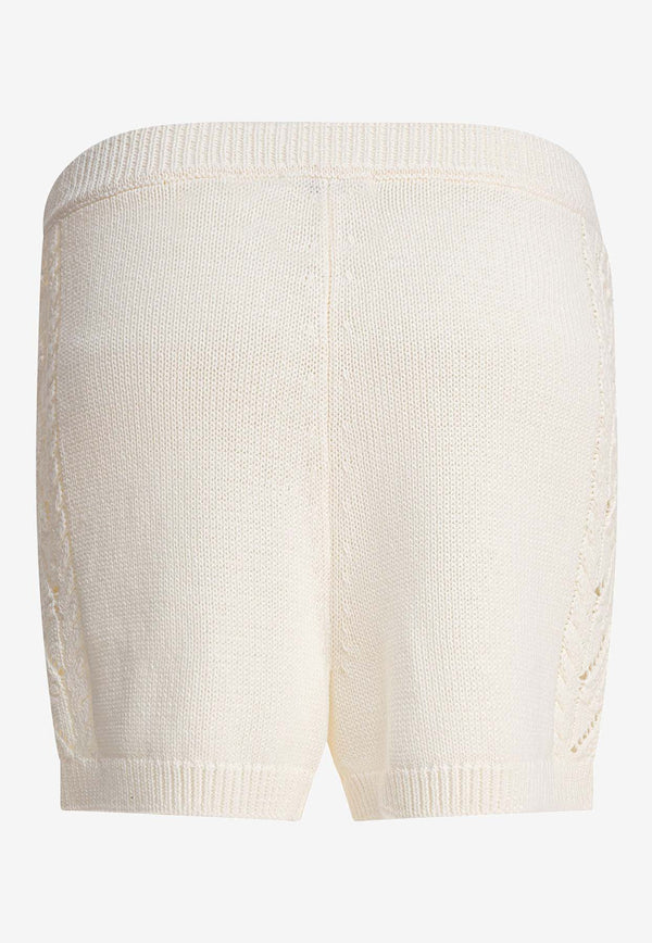 Loulou de Saison Andel Crochet Knit Mini Short Ivory ANDELIVORY_81590