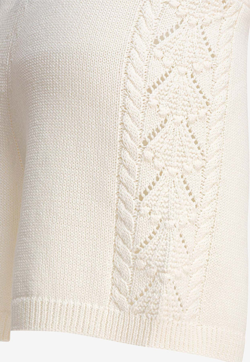 Loulou de Saison Andel Crochet Knit Mini Short Ivory ANDELIVORY_81590