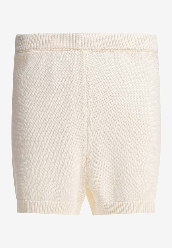 Loulou de Saison Andel Crochet Knit Mini Short Ivory ANDELIVORY_81590