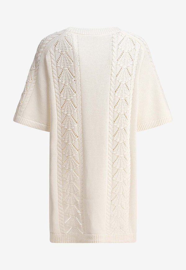 Loulou de Saison Arman Knitted Mini Dress Ivory ARMANIVORY_81600