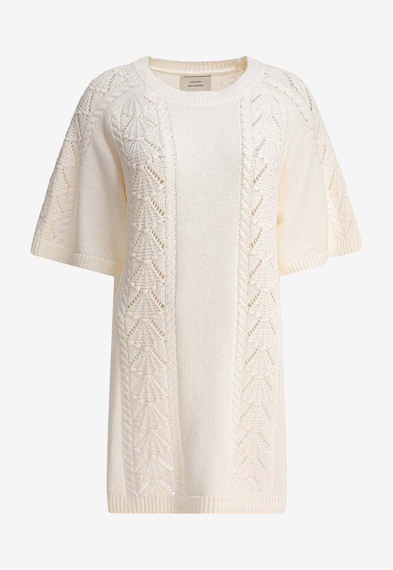 Loulou de Saison Arman Knitted Mini Dress Ivory ARMANIVORY_81600