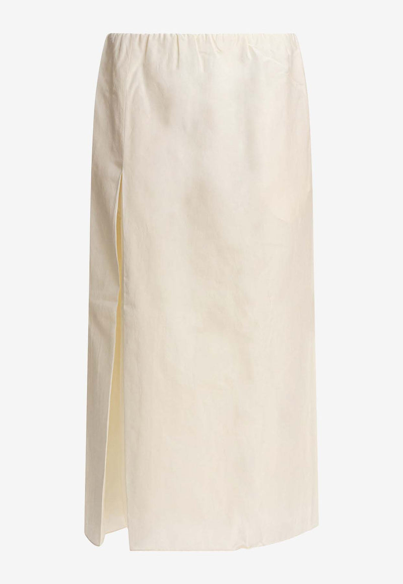 Loulou de Saison Carmen Slit Midi Skirt Ivory CARMENIVORY_81596