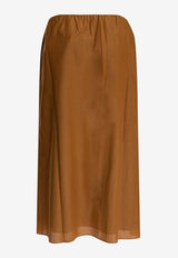 Loulou de Saison Carmen Slit Midi Skirt Brown CARMENOCHER_81598
