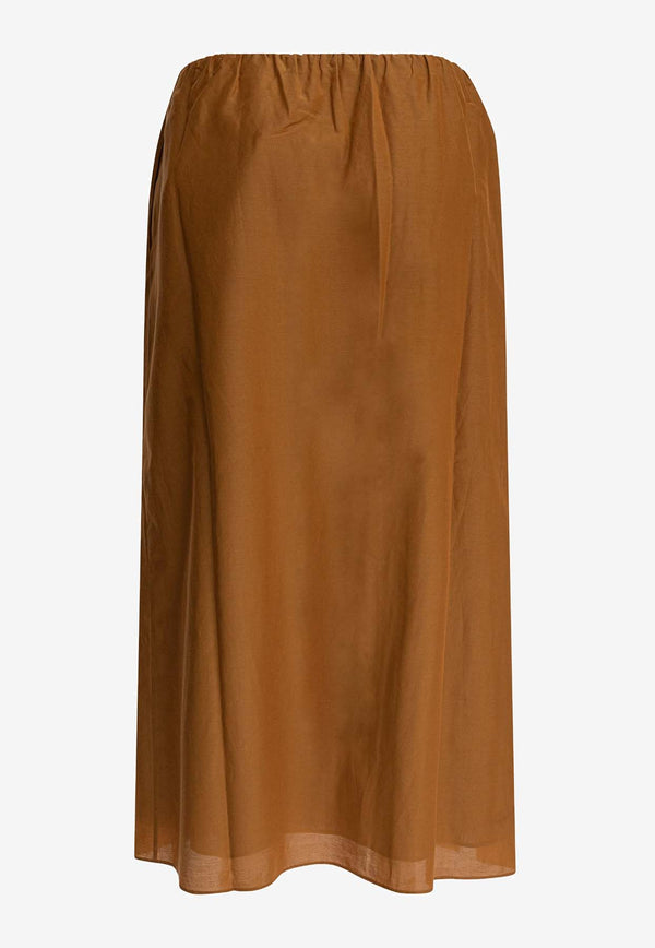Loulou de Saison Carmen Slit Midi Skirt Brown CARMENOCHER_81598