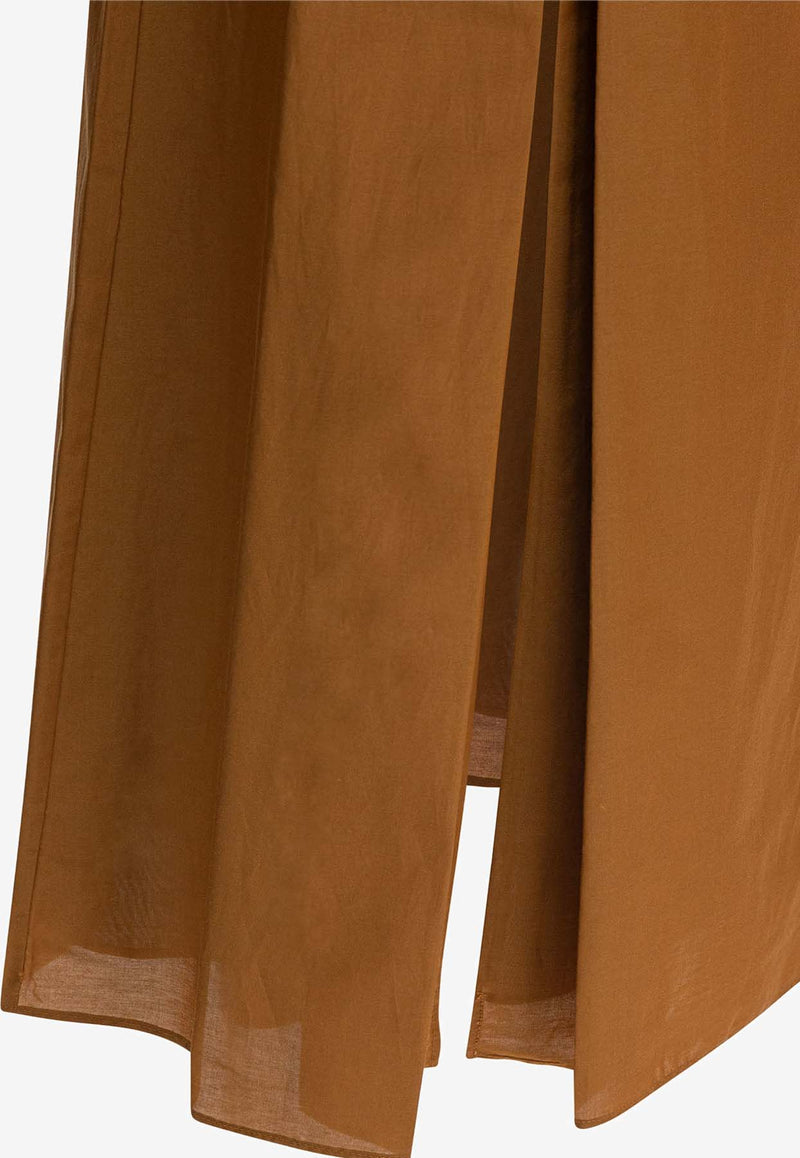 Loulou de Saison Carmen Slit Midi Skirt Brown CARMENOCHER_81598