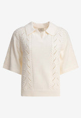 Loulou de Saison Kina Knitted Polo T-shirt Ivory KINAIVORY_81605