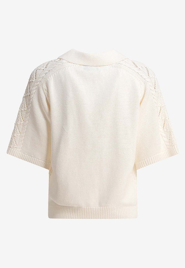 Loulou de Saison Kina Knitted Polo T-shirt Ivory KINAIVORY_81605