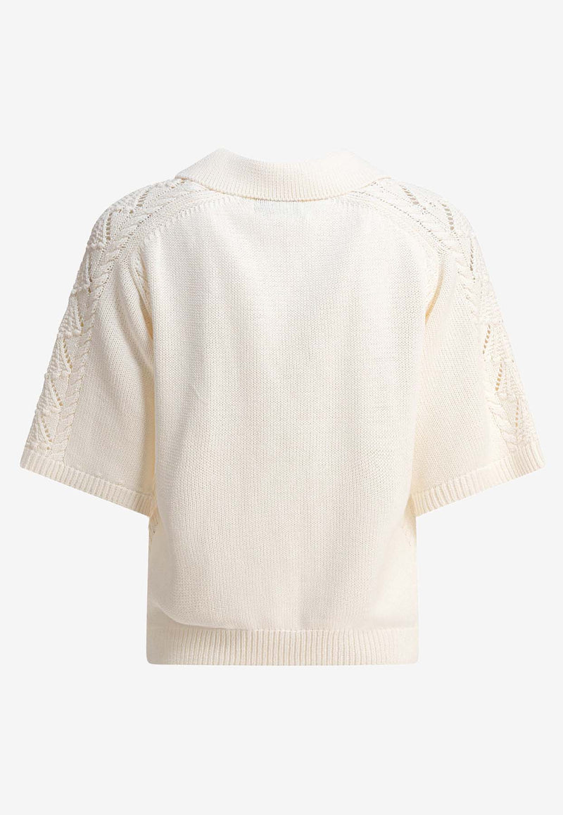 Loulou de Saison Kina Knitted Polo T-shirt Ivory KINAIVORY_81605