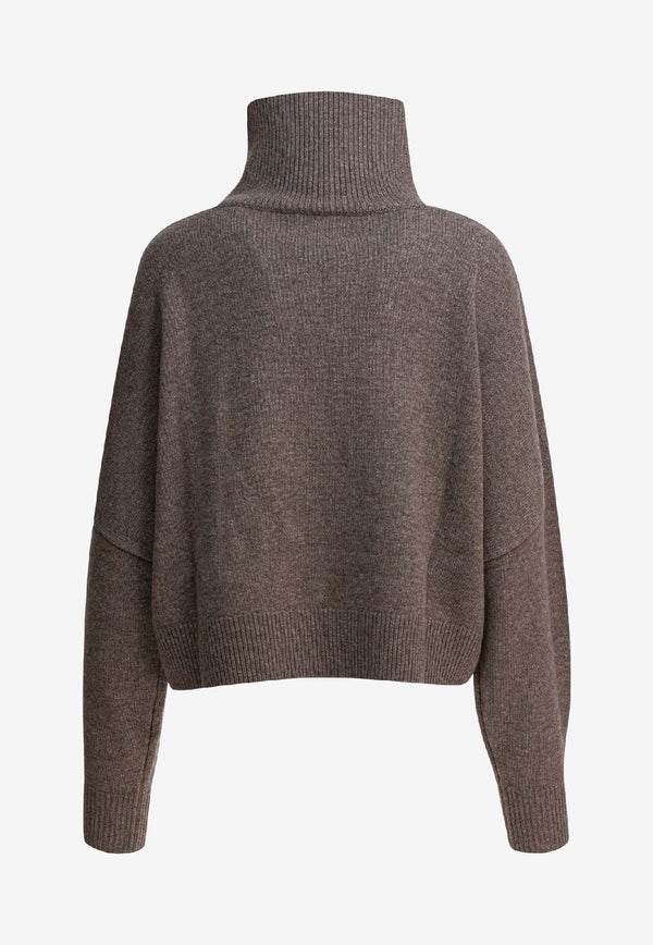 Loulou de Saison Wool High-Neck Sweater Brown LUKETAUPE MELANGE_a740ad39-c169-4a4c-b526-8d9bf5d26a0c